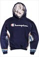 REWORK Champion COOGI 90's Spellout Hoodie Men's Small Navy 