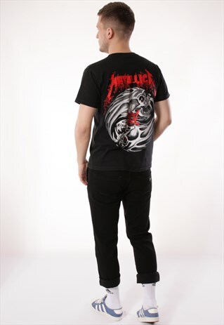 90S VINTAGE RARE METALICA SKELETON LOGO T-SHIRT 13206