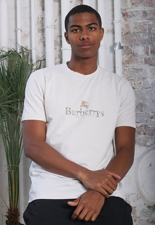 VINTAGE BURBERRY BIG LOGO SPELLOUT T-SHIRT WHITE