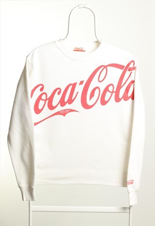VINTAGE COCA COLA CREWNECK SPELL OUT SWEATSHIRT WHITE