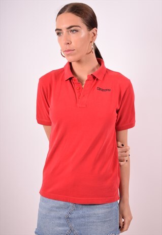 KAPPA WOMENS VINTAGE POLO SHIRT MEDIUM RED 90S
