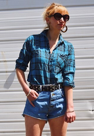 VINTAGE 90S CHECK SHIRT TURQUOISE