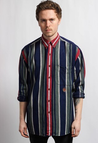 VINTAGE STRIPED FLANNEL SHIRT