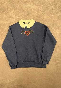 Vintage Sweatshirt Embroidered Heart Patterned Jumper