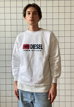 Vintage DIESEL Sweatshirt Crew Neck Pullover 90s White