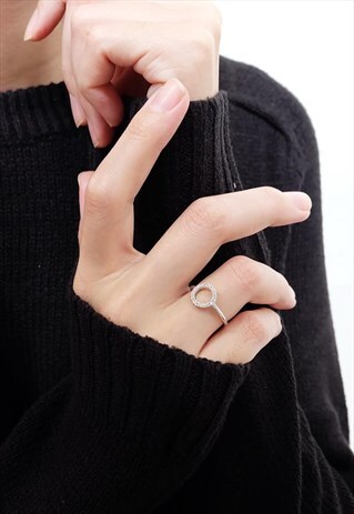 CZ SMALL OPEN STERLING SILVER RING