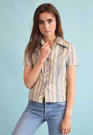 90'S GOES 70'S RETRO STRIPED PRINT NEUTRAL FESTIVAL TOP