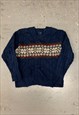 Vintage Abstract Knitted Jumper Funky Patterned Grandad Knit