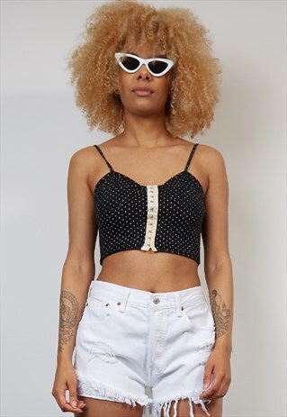 VINTAGE 80'S BENETTON POLKA DOT CROP CAMI TOP