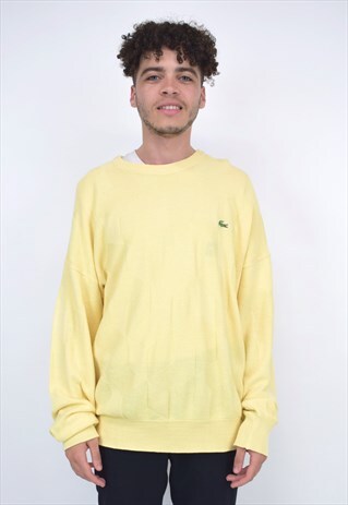 VINTAGE 90'S LACOSTE YELLOW KNITTED JUMPER