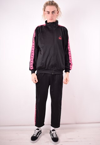 KAPPA MENS VINTAGE FULL TRACKSUIT LARGE BLACK 90S