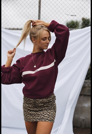 STRIPE TEXT LOGO JUMPER (MAROON)