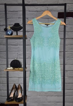 Y2K Vintage Glitz & Glam Turquoise Palm Tree Sequin Dress