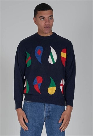 VINTAGE RARE 90S JC DE CASTELBAJAC FLAGS LOGO JUMPER