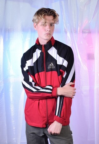 VINTAGE ADIDAS EQUIPMENT MAROON, BLACK AND WHITE TRACK TOP