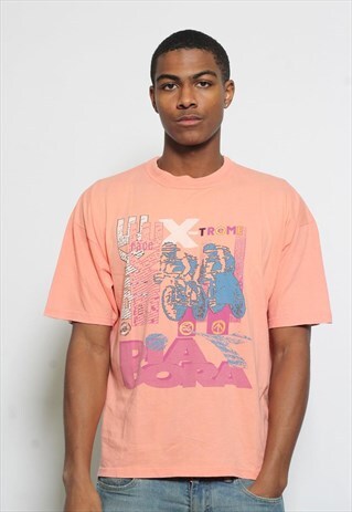 VINTAGE DIADORA PRINT T-SHIRT PINK