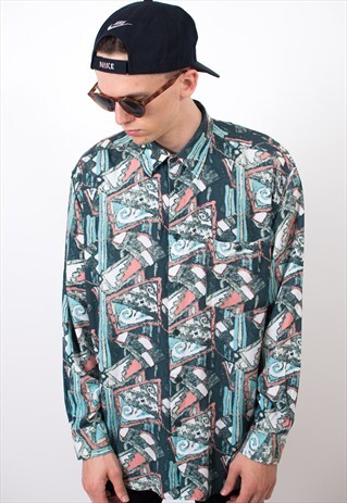 VINTAGE 80S ABSTRACT LONG SLEEVE SHIRT