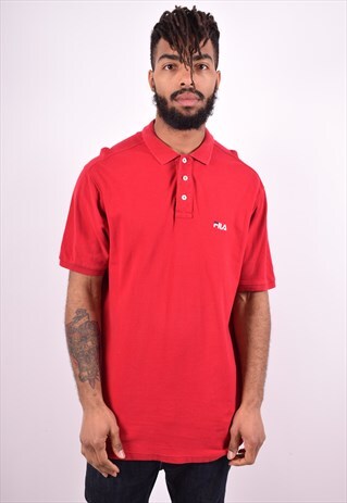 FILA MENS VINTAGE POLO SHIRT XL RED 90'S
