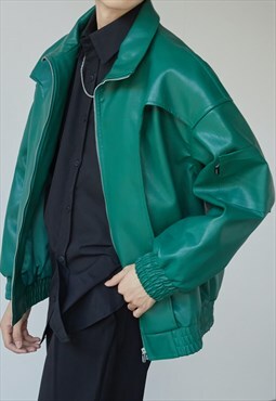 Men's textured design leather jacket
