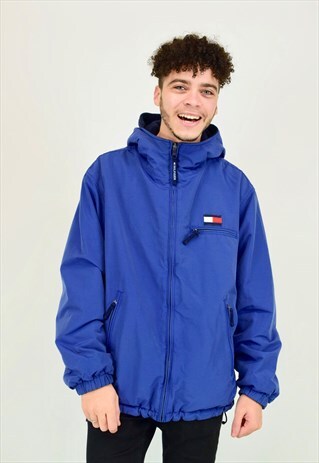 VINTAGE 90'S TOMMY HILFIGER BLUE AND NAVY REVERSIBLE COAT
