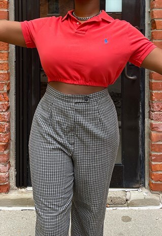 VINTAGE 90S RE-WORKED PEACH RALPH LAUREN CROP POLO