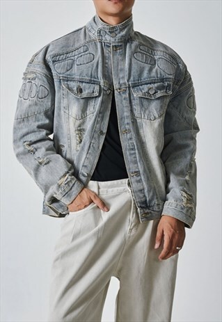 Men's vintage denim ripped jacket  AW2023 VOL.1