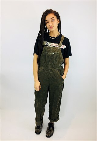 VINTAGE GREEN CORDUROY DUNGAREES