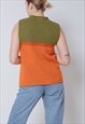 VINTAGE Y2K SLEEVELESS HIGH NECK KNIT TOP IN COLOURBLOCK S
