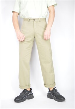 Vintage brown classic straight cotton suit trousers 