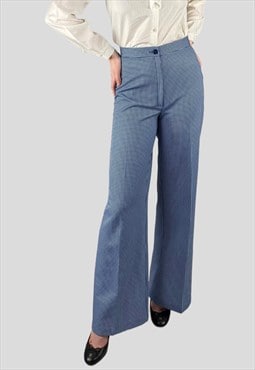 70's Vintage Ladies Blue White Check Ladies Trousers