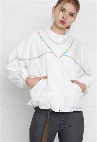 VINTAGE WHITE ADIDAS ZIP TRACK JACKET