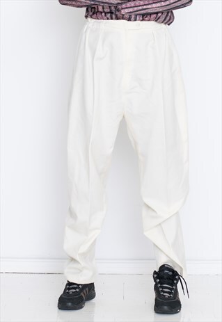 VINTAGE WHITE HIGH WAIST RETRO TROUSERS