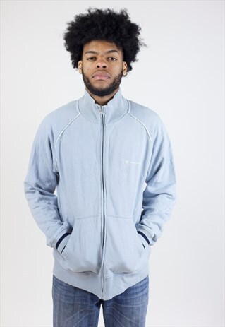 VINTAGE CHAMPION BABY BLUE ZIP-UP 90'S SWEATSHIRT