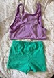 VINTAGE 80S WORKOUT CO ORD TWO PIECE SET (PURPLE AND GREEN)