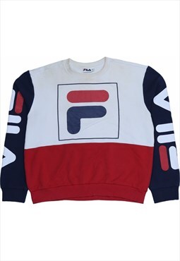 Vintage Fila Sweatshirt Bright Red 90s Y2k Spellout Logo - Small / Medium