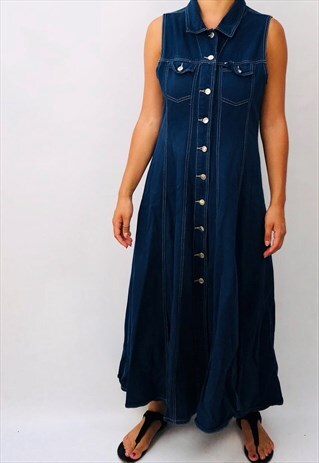 VINTAGE 90S BUTTON UP DENIM DRESS