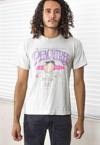 VINTAGE FRUIT OF THE LOOM RACING T-SHIRT LOGO 90S M 5.4