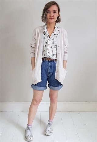 VINTAGE 90'S PALE PINK OVERSIZED GRANDAD CARDIGAN