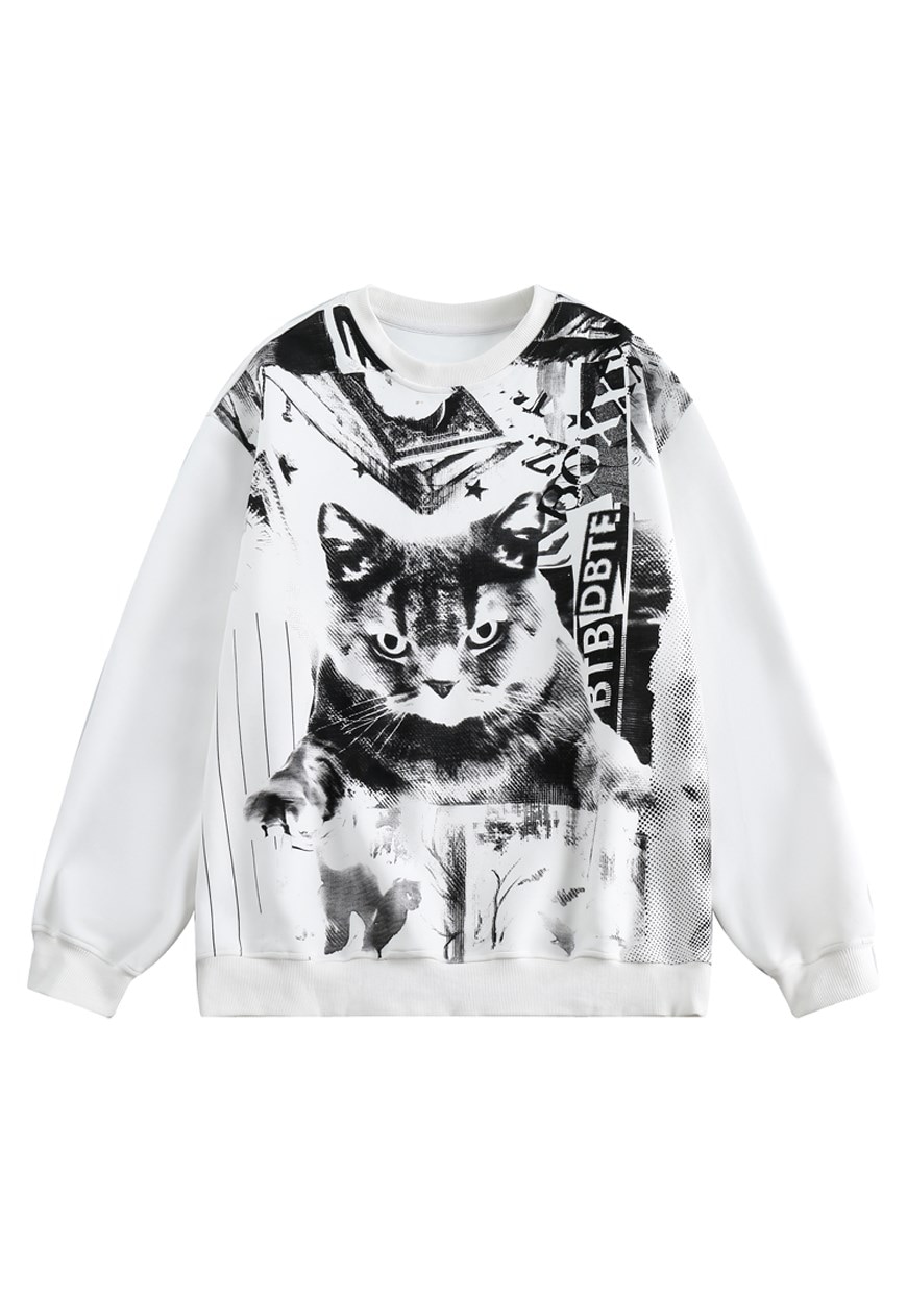 Cat cheap print sweatshirt