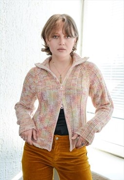 Vintage Y2K Style Pink Pastel Glitter Thread Cardigan