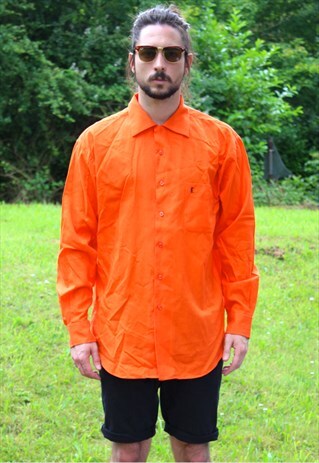 VINTAGE 90S YVES SAINT LAURENT SHIRT - LARGE - ORANGE