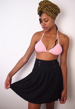 BLACK HIGH WAISTED PLEATED SKIRT