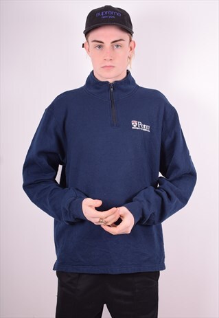 ADIDAS MENS VINTAGE SWEATSHIRT JUMPER MEDIUM BLUE 90'S
