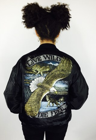 SILK EAGLE PRINT BOMBER JACKET