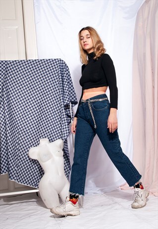 VINTAGE JEANS 90S REWORKED CROPPED BOYFRIEND DENIM PANTS