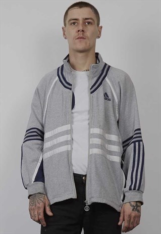 VINTAGE 90'S ADIDAS LOGO STRIPE GREY TRACKSUIT JACKET
