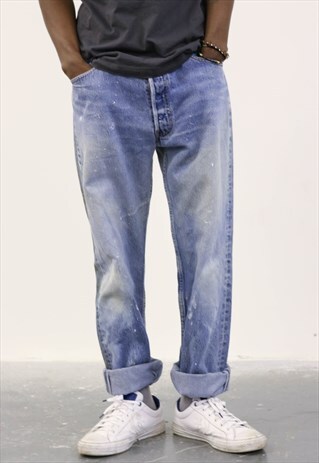 LEVI'S VINTAGE BLUE DENIM PAINT 501 JEANS