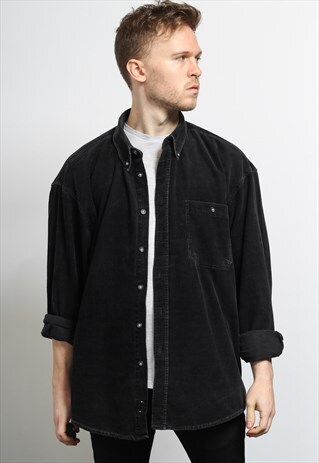 VINTAGE CORDUROY CORD SHIRT BLACK