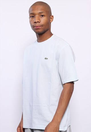VINTAGE LACOSTE CHEST LOGO PIQUE T-SHIRT LIGHT BLUE