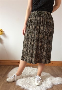 Vintage Black & Beige Midi Skirt